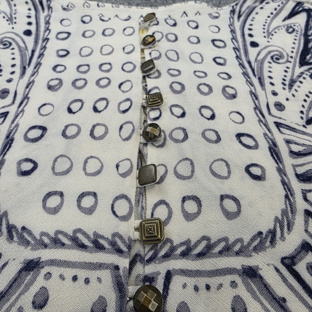 Anthropologie Maeve Top Womens XS Navy White Heart Print Boho Peasant Blouse - Picture 11 of 16